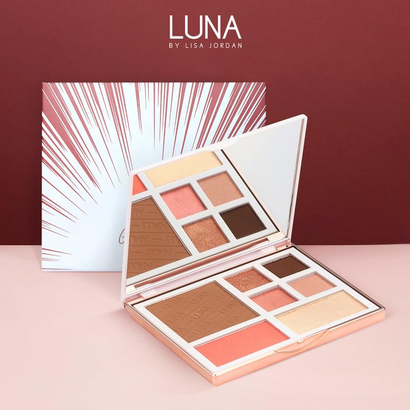 LUNA Glam & Glow Palette - All In One Makeup Kit with Contour, Highlighter, Eyeshadow & Blusher - Perfect Powder Makeup Palette for Teens and Women - Image 8