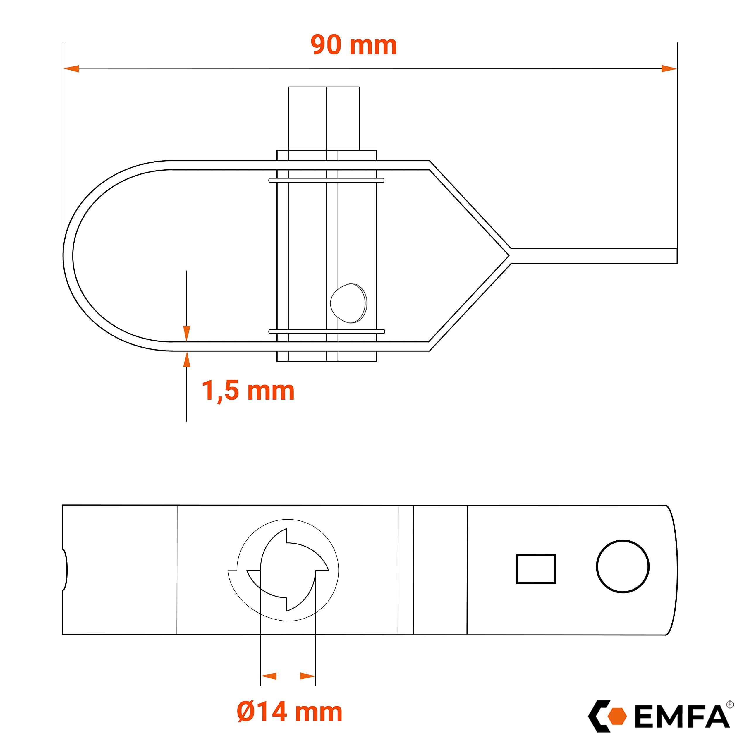 EMFA Drahtspanner Maschendrahtzaun Grün 100 Stück Länge 90mm Spanner für Maschendraht Zaundrahtspanner Zaunspanner