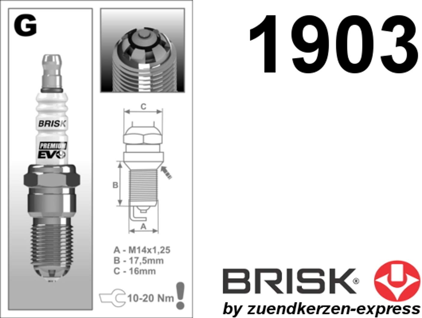 BRISK Premium EVO GR15SXC 1903 Bujías de Encendido, 4 piezas