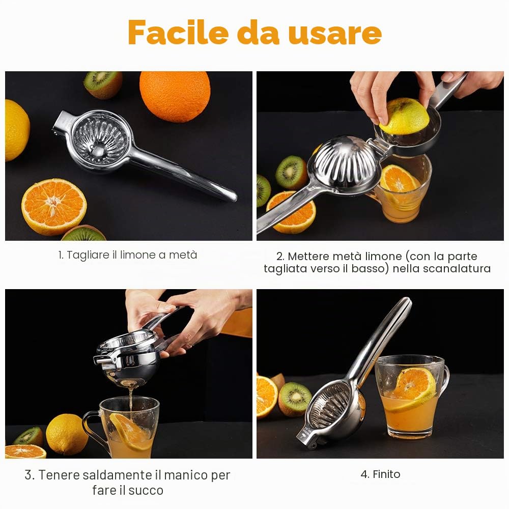 Spremiagrumi manuale in acciaio inox 304, per spremere limone e lime, verdure (medio)