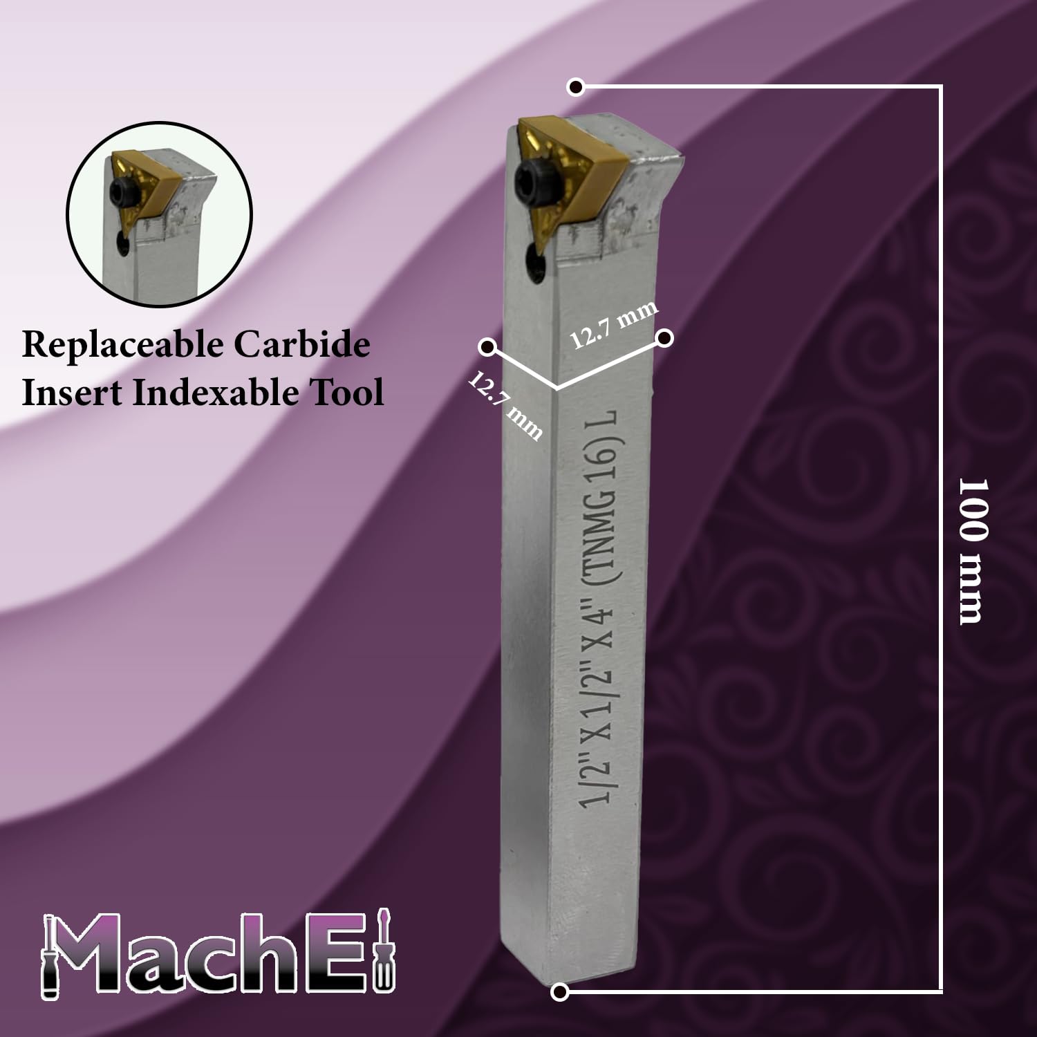 MachEl Duża głowica 100 mm średnicy 100 mm z narzędziem do cięcia końcówek z węglików spiekanych (trzpień prosty 3/4" / 19 mm)