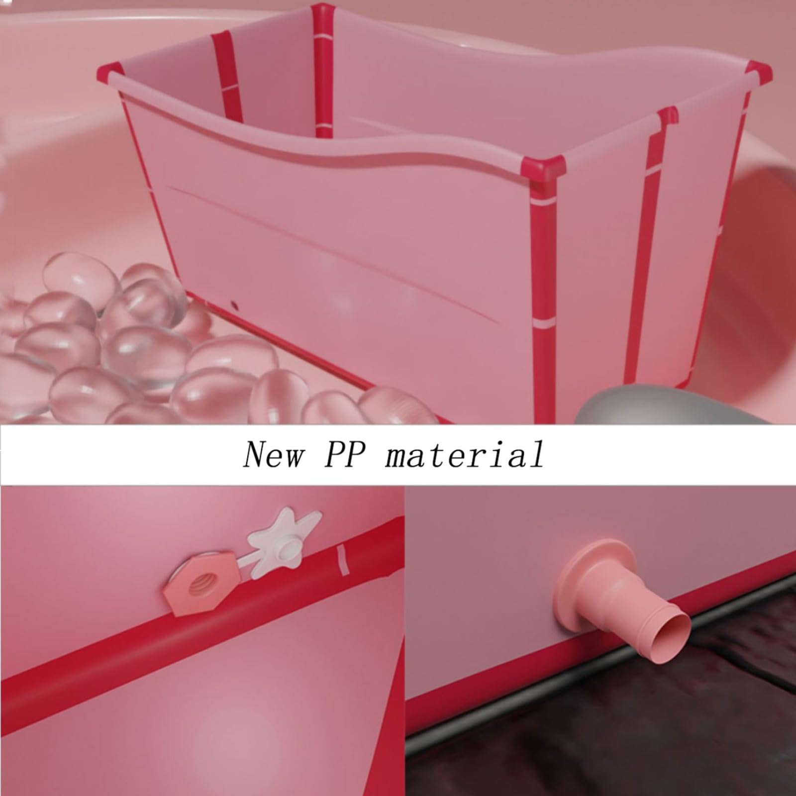 Bañera Plegable Portátil para Perros Grandes,Bañera de Plástico Grueso para Mascotas,Fácil de Guardar,Gran Capacidad, Baños,Pisos Pequeños y Acampadas(Color:Rosa)