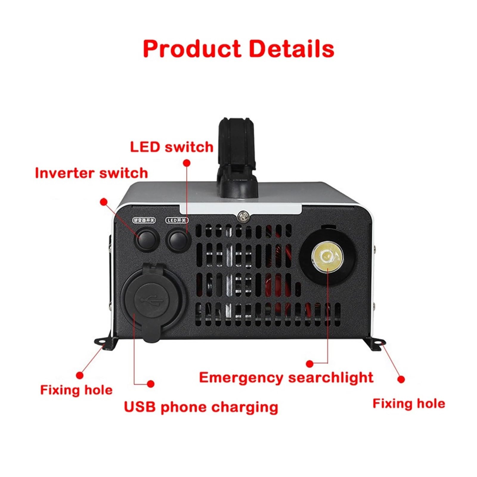 Inverter a onda sinusoidale pura, 3500 W, con display digitale intelligente, DC12 V, 24 V, 48 V, 60 V, convertitore di tensione AC, convertitore stabile ad alta efficienza di conversione (3500 W con