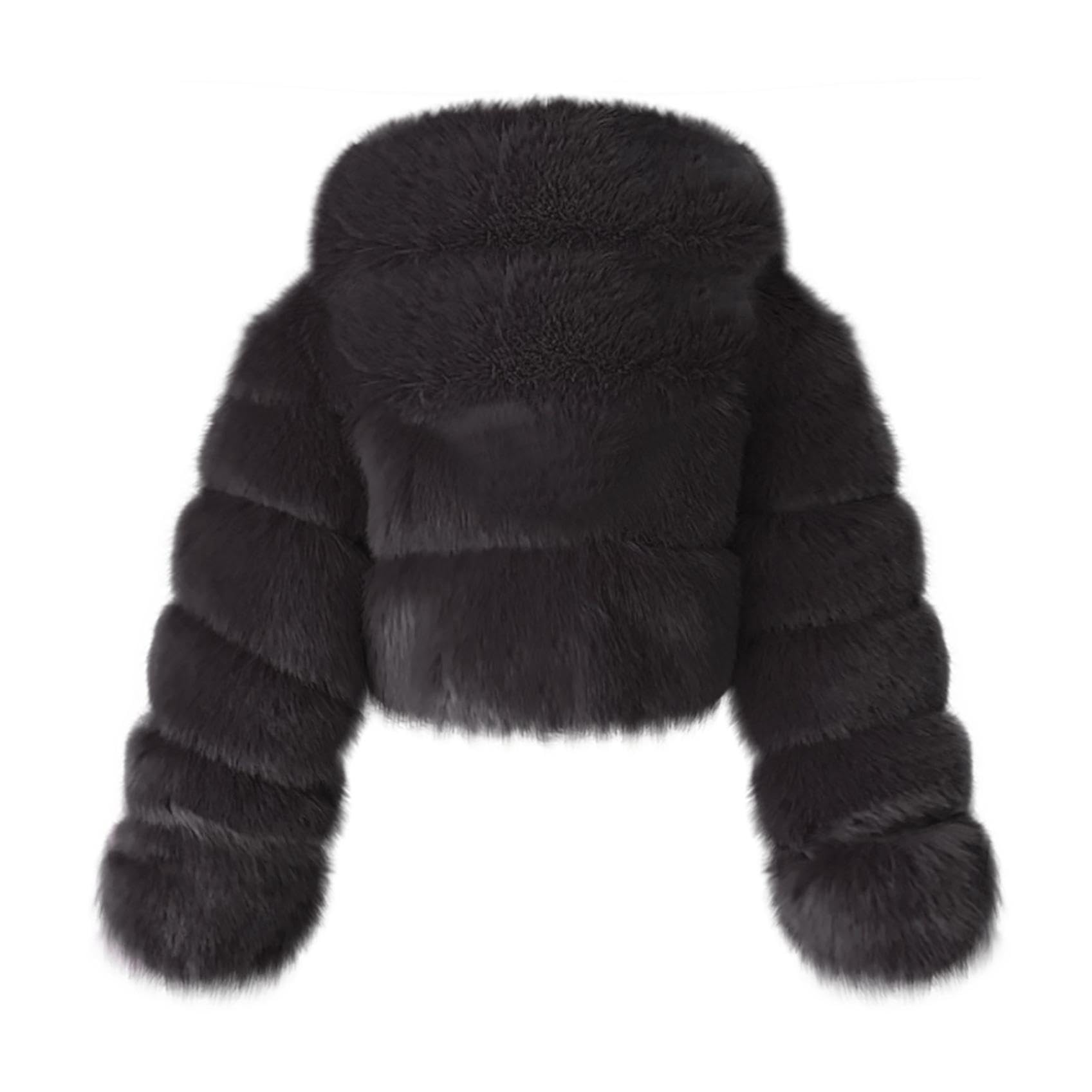 Felljacke Damen Kurze Mode Pelzmantel Dicke Kunstfell Mantel mit Kapuze Winter Warm Pelzjacke Outdoor Thermal Parka Winterjacke Kunstpelz Plüschjacke Faux Pelz Wintermantel Lose Jacke