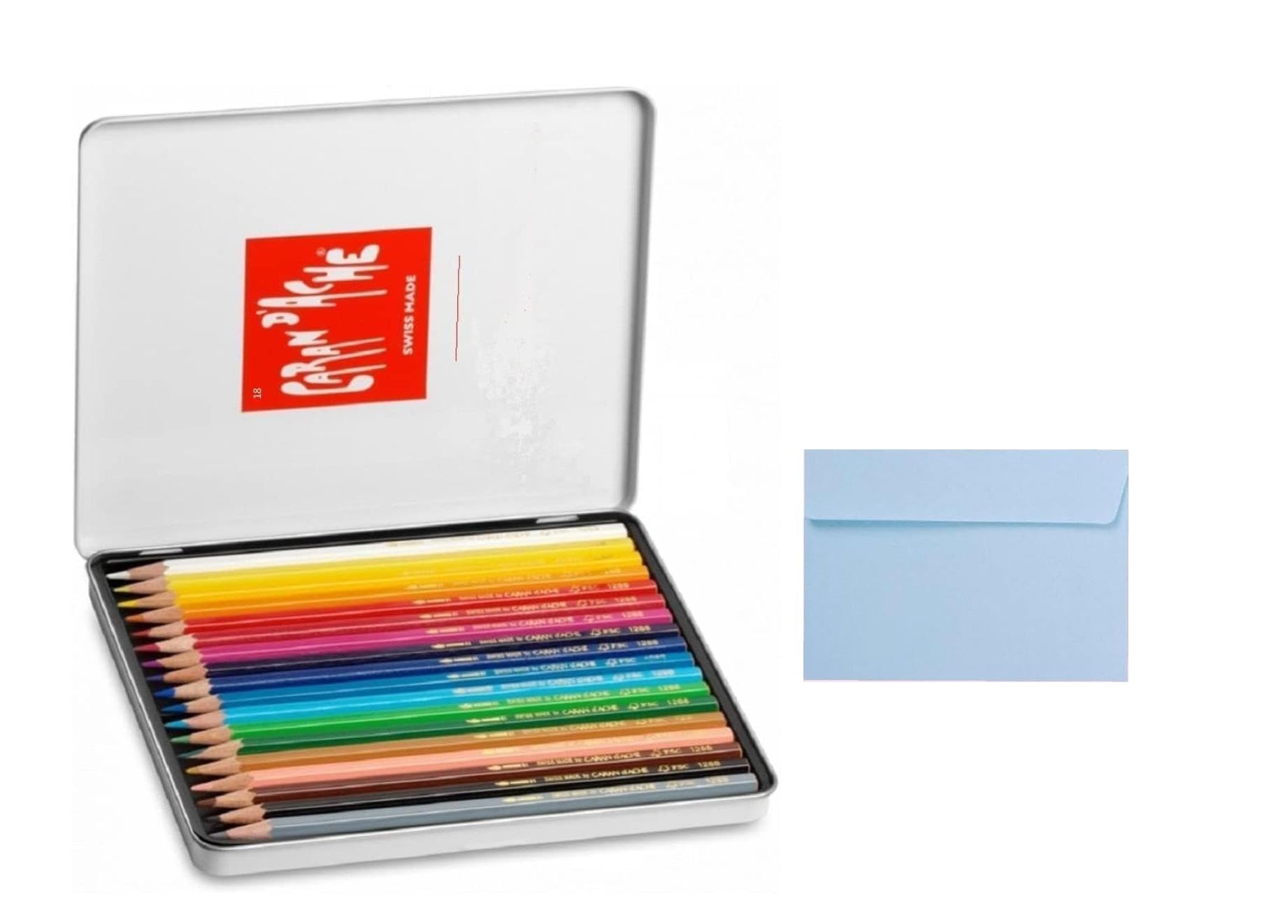 Caran d'Ache Lápices de colores acuarellables (18 piezas + 1 sobres, color acuarellable)
