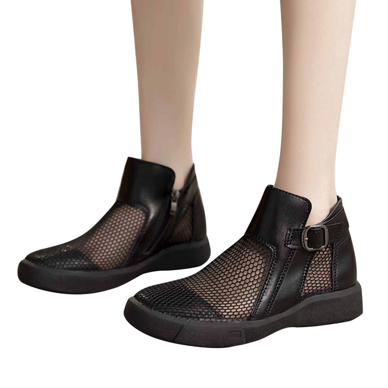 Scarpe da Donna a Punta con Cinturino con Fibbia Piatta con Fibbia Piatta retrò da Donna Scarpe di Pioggia E Neve Stivali Donna Gomma