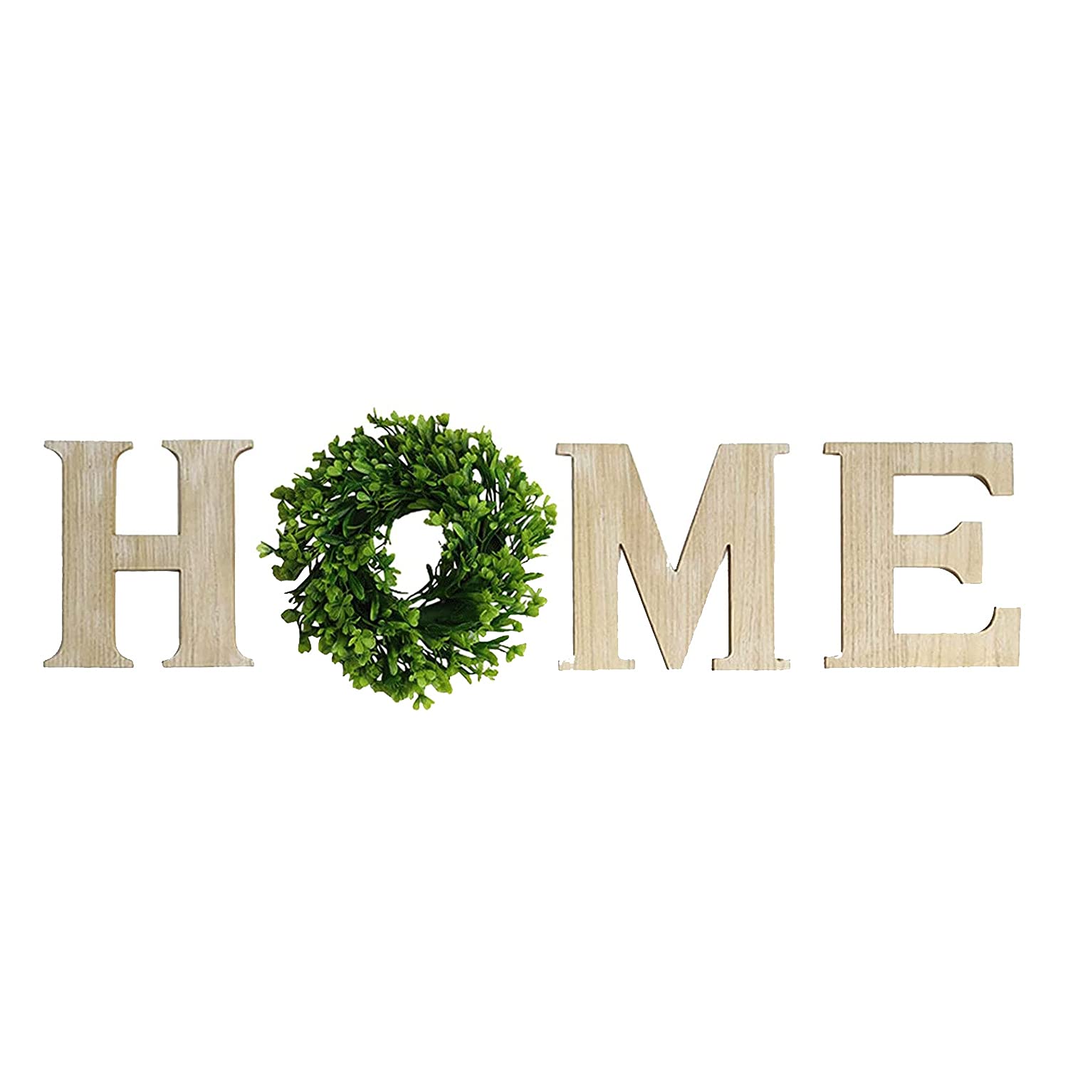 JUJIAN Inicio Letrero De Cuero con Corona Artificial de Eucalipto, Letras de Hogar para Decoración de Sala de Estar (Propiedad)