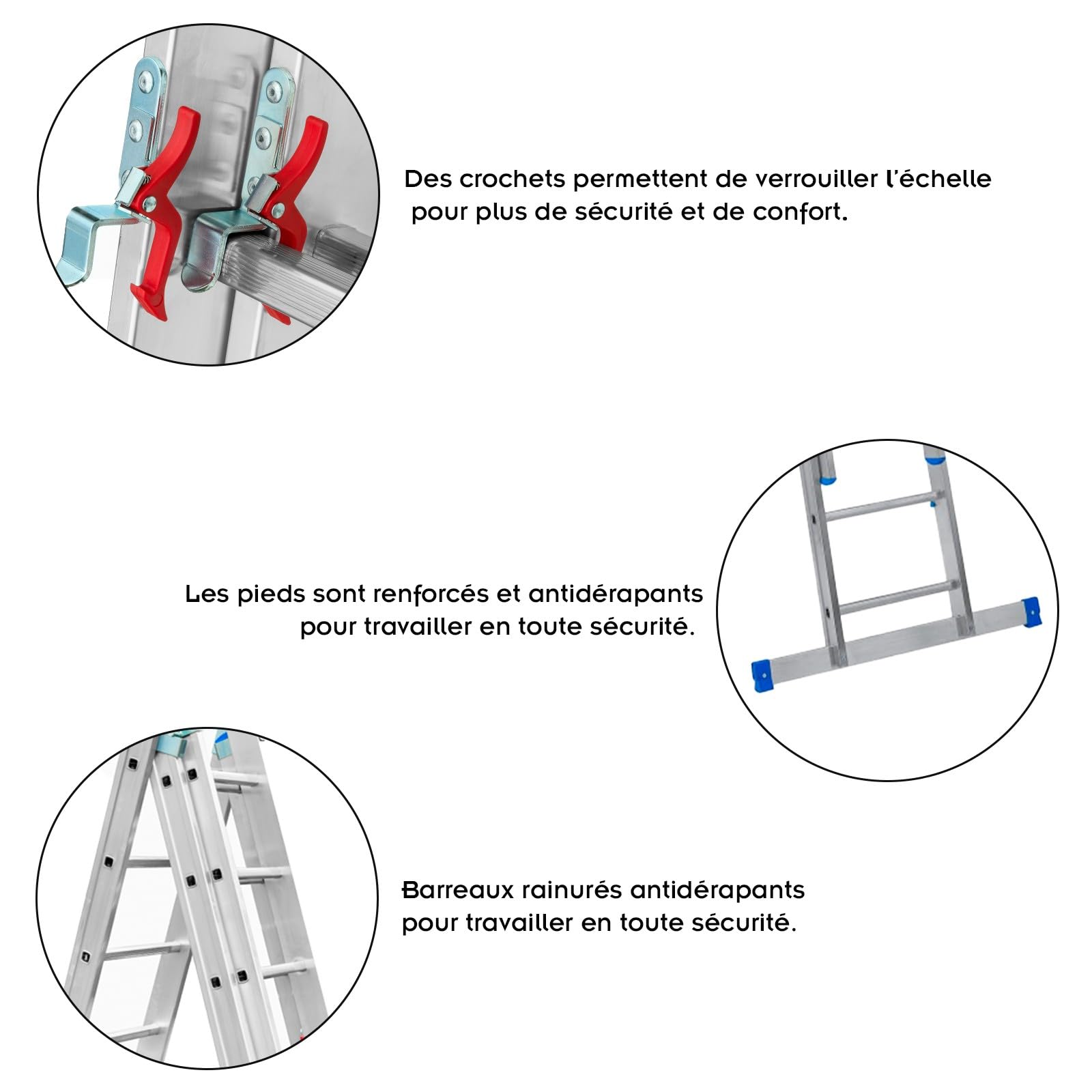 Petra Echelle Professionnelle Transformable en Aluminium 3 Plans 12 marches