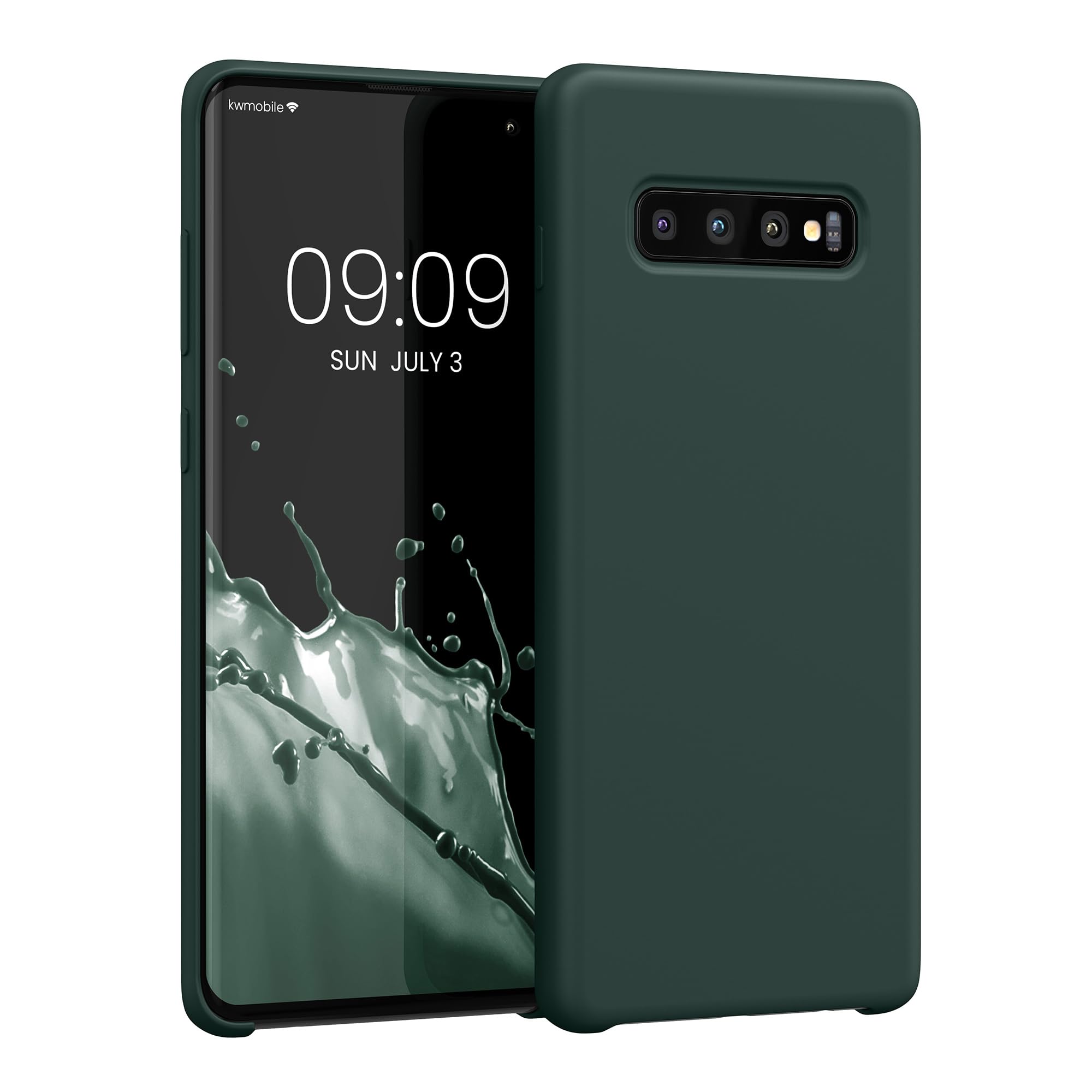 kwmobile Case for Samsung Galaxy S10 Plus / S10+ Case - Soft Cover - Shockproof Silicone - Wireless Charging Blue Green