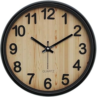 Amazon Brand- Solimo 12-Inch Analog Wall Clock – Onyx Black Design, Embossed Frame with 3D Numbers, Silent Movement Price In India