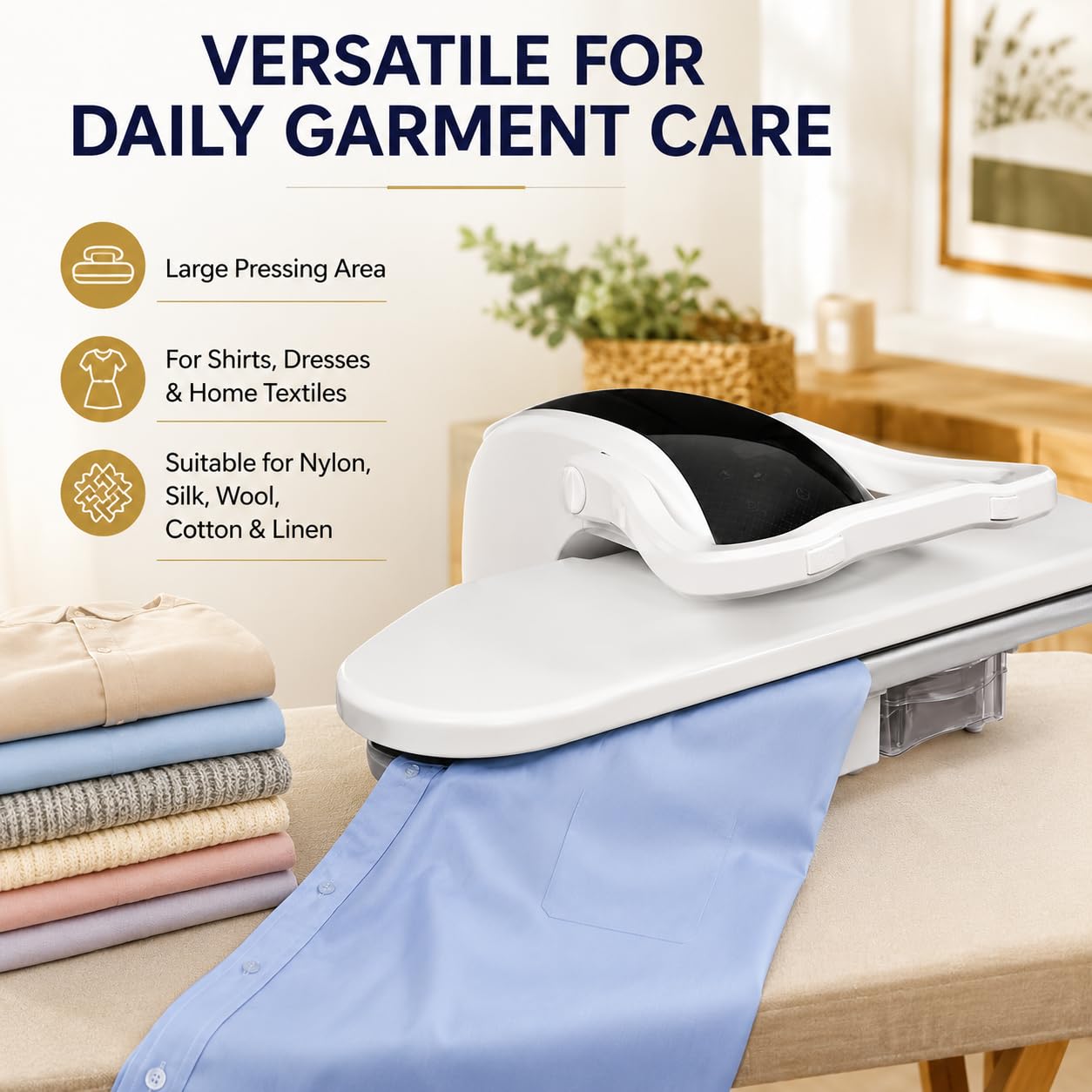 Presse à Repasser à Vapeur Professionnelle 2200W Machine à Repasser Intelligente,Avec écran Tactile,5 Modes De Repassage,Pour Repasser Nylon, Soie, Laine, Coton (Blanc)