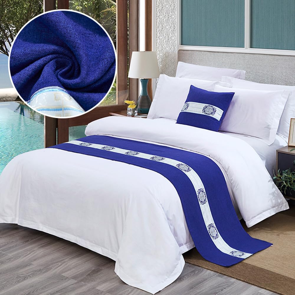 QRGMKL New Bed Runner Bedspread Premium Bed Scarf European Style Hotel Bedroom Home Bedding Protector Bed Runners and Matching Cushions-G||2 Pillowcases(50X50cm)