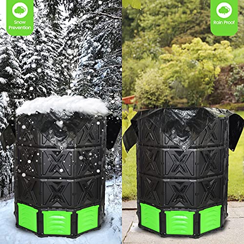 Squeeze Master Xxl Large Compost Bin Outdoor- 720L /190 Gallon-Easy Assembly-No Screws-Bpa Free-Sturdy& Durable-Green Door #TOP2