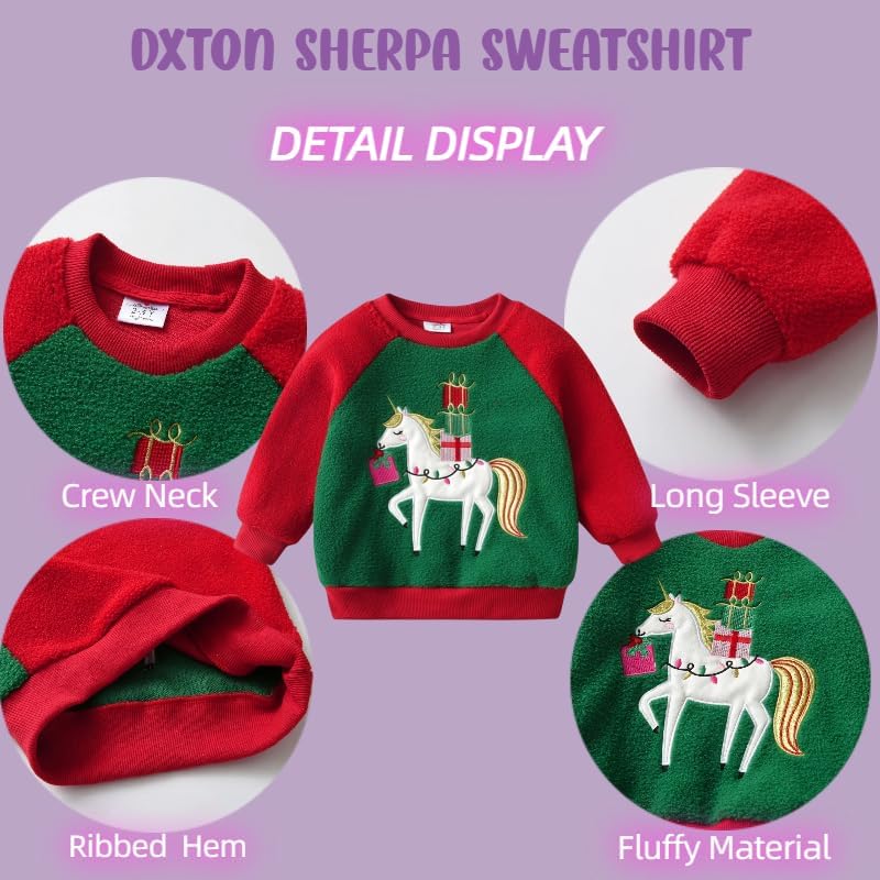 VIKITA Toddler Kid Girls Long Sleeve Pullover Sweatshirt Fuzzy Sherpa Fleece Graphic Sweater Fall Winter 3-12 Years 3 61WQ263sKPL. AC