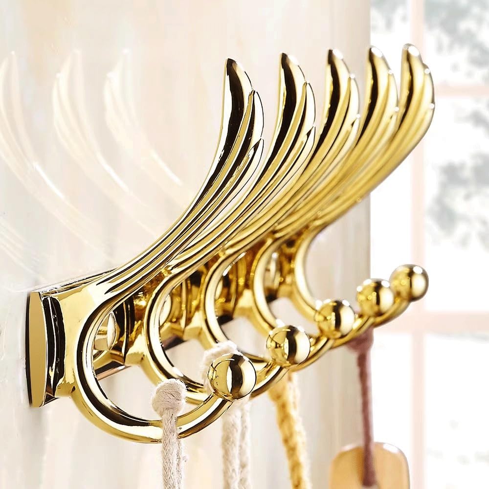 attaccapanni a muro Appendini dorati appesi alle pareti, vestiti appesi alle pareti, cappelli appesi ai ganci appendiabiti, porte d'ingresso appese ai ganci appendiabiti gancio parete cappotti(Gold,M)