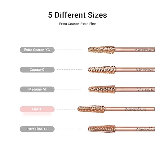 Miniatura 3 de MelodySusie Brocas de uñas en forma de cono, brocas de tungsteno de carburo de 332 pulgadas, adecuadas para manicura, pedicura, cutícula, pulido en