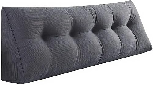 Almohada de cuña triangular King para cabecero, almohadas de lectura triangulares para sentarse en la cama, almohada de cuña para adultos, color gris