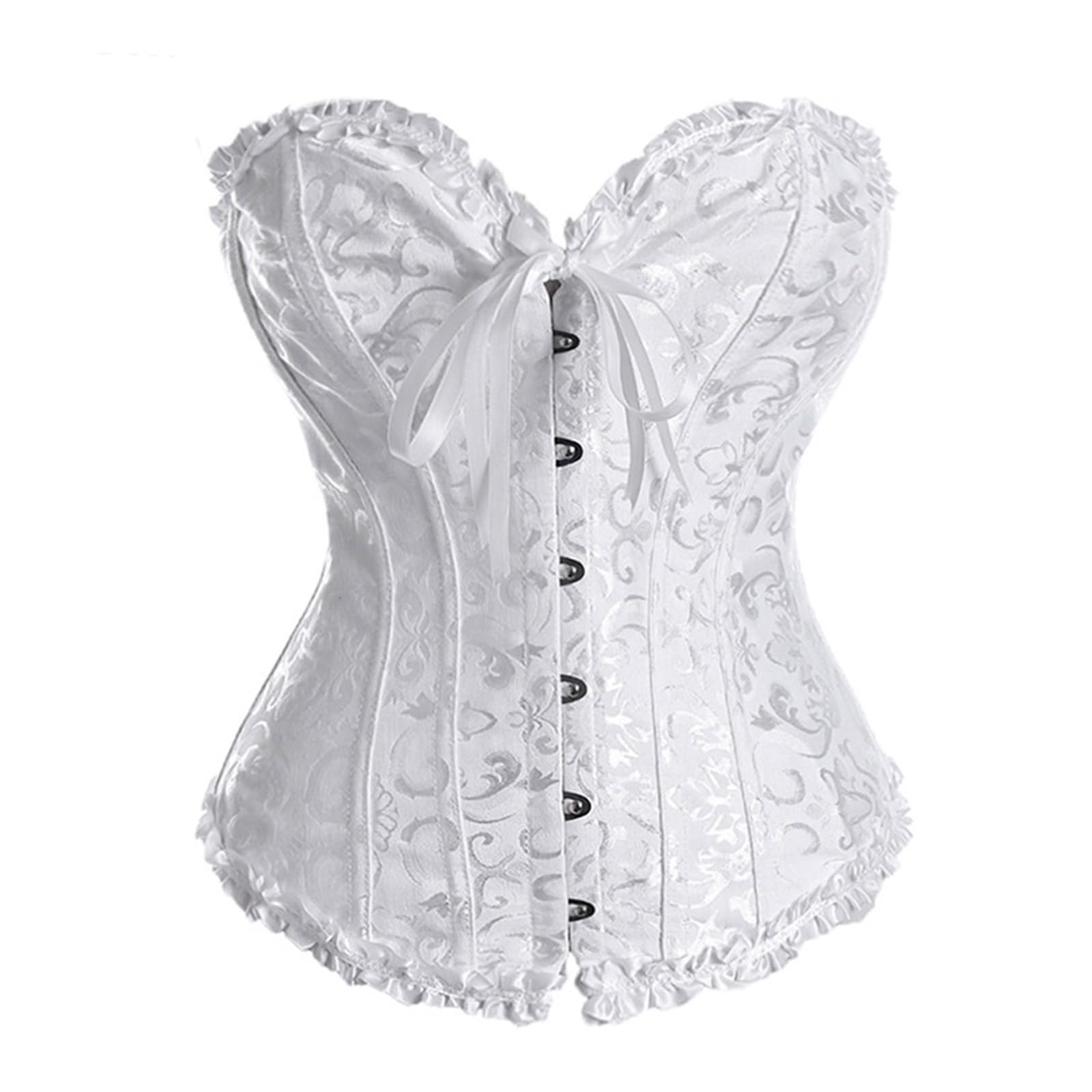 MICFENY Elegant Laces Up Corset Top Full Breast Nylon Blend Breathable Bustier Top For Prom Event Daily Wear