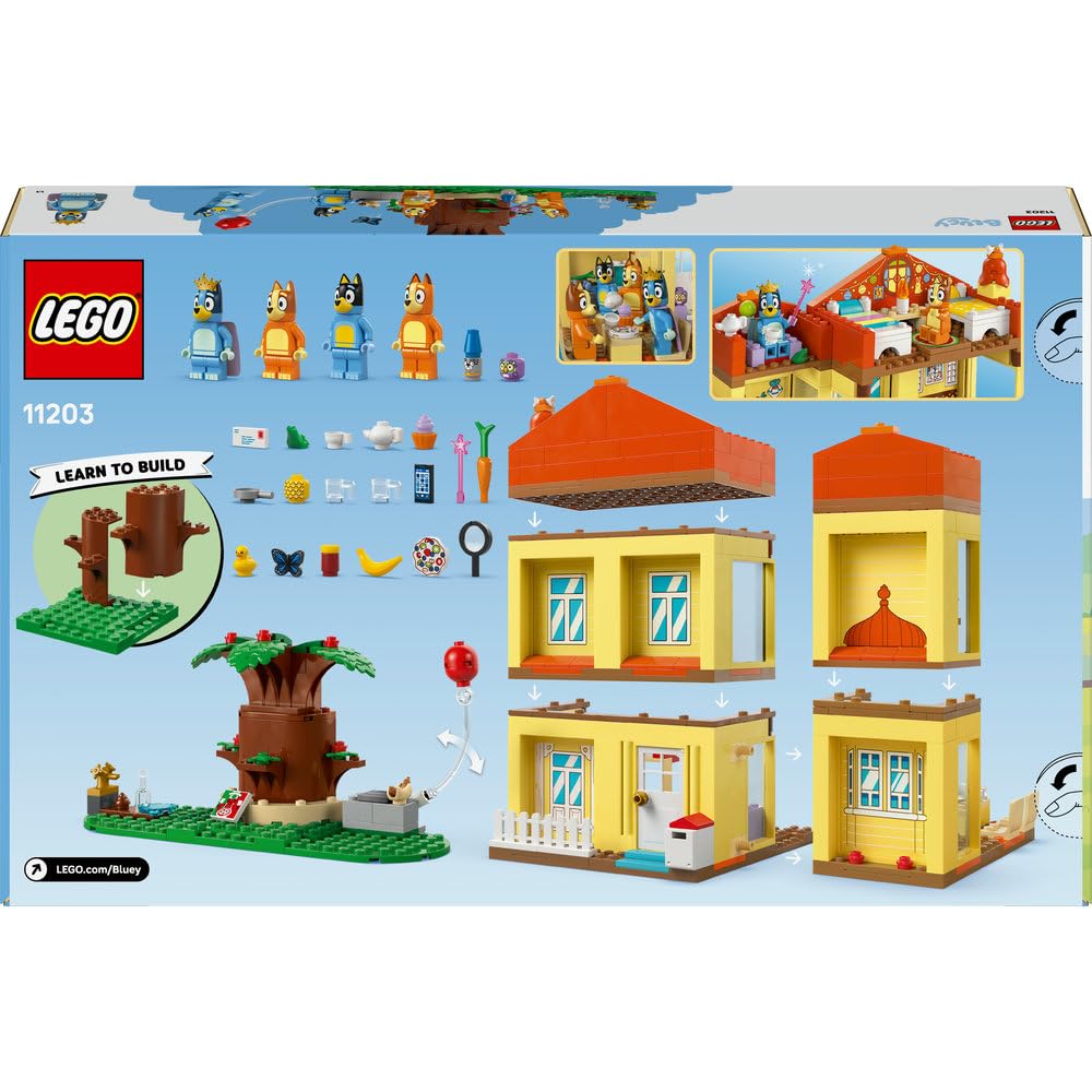 LEGO Blue Dom rodzinny Blue 11203 | Zabawkowy domek, dla 4-latka, prezent dla dziewczynki i chłopca, zestaw klocków dla dzieci, 382 elementy