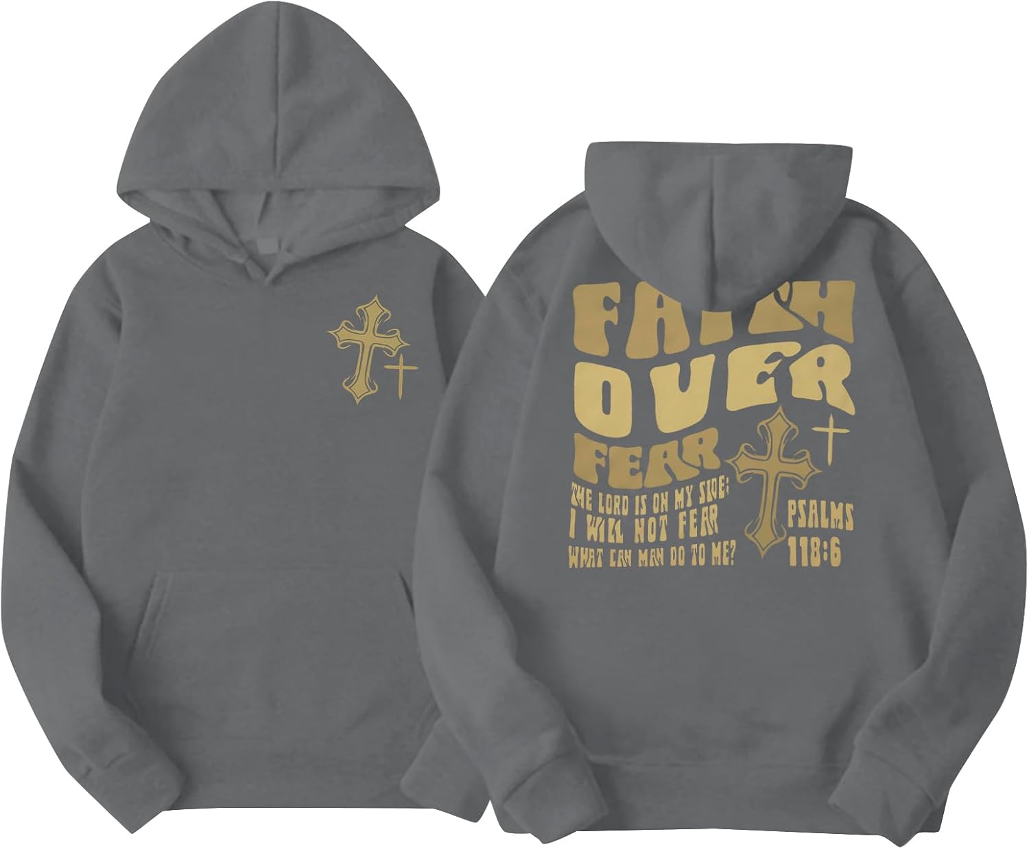 Christian Hoodies Women Faith Over Fear Hooded Sweatshirt Religious Pray Shirt Jesus Bible Verse Long Sleeve Pullover - Image 3