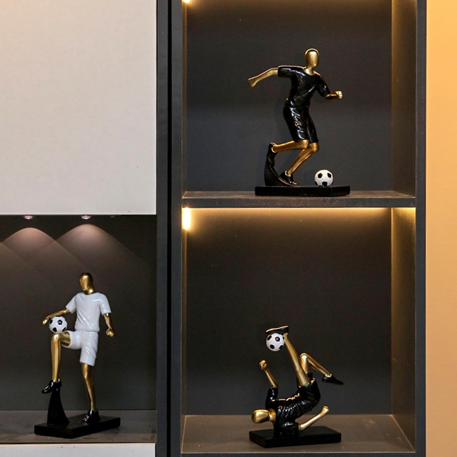 dekoracja biurka 24 cm statuetka dekoracyjna – figurki piłkarskie piłkarskie piłkarz statuetki sportowe rzeźba stołu świetny prezent wystrój domu, dekoracje rzemieślnicze dla mężczyzn chłopca Livin