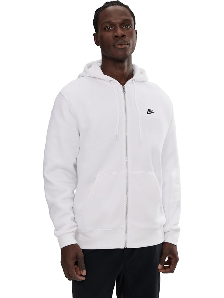 White Nike Club Full-Zip Fleece Hoodie