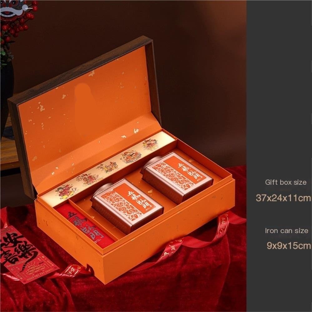 Organizador de Bolsitas de Té Contenedor de almacenamiento de té a granel, tarro de cocina, lata sellada, juego de té chino retro, caja de regalo de doble lata, caja vacía Organizador de Té Contenedor