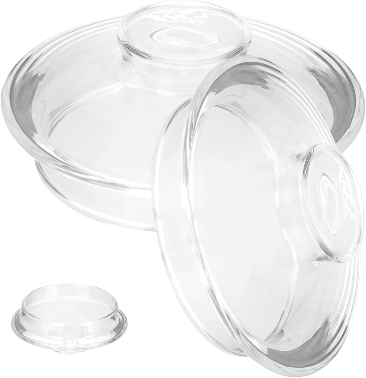 Luxshiny 2 pcs Transparent Glass Teapot Lid Replacement Tea Cup Cover for Kitchen Cup Round Corner Household Cover Leak Resistant Accessory for Daily Tea Serving