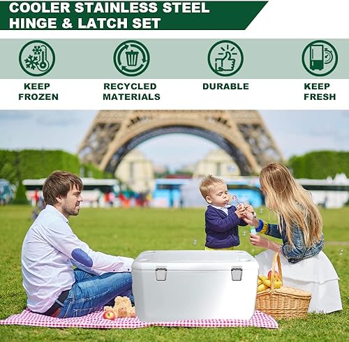 Miniatura 2 de Kit de bisagra y pestillo de acero inoxidable, para piezas de repuesto de enfriador Igloo, bisagras de pecho de hielo, postes de pestillo y