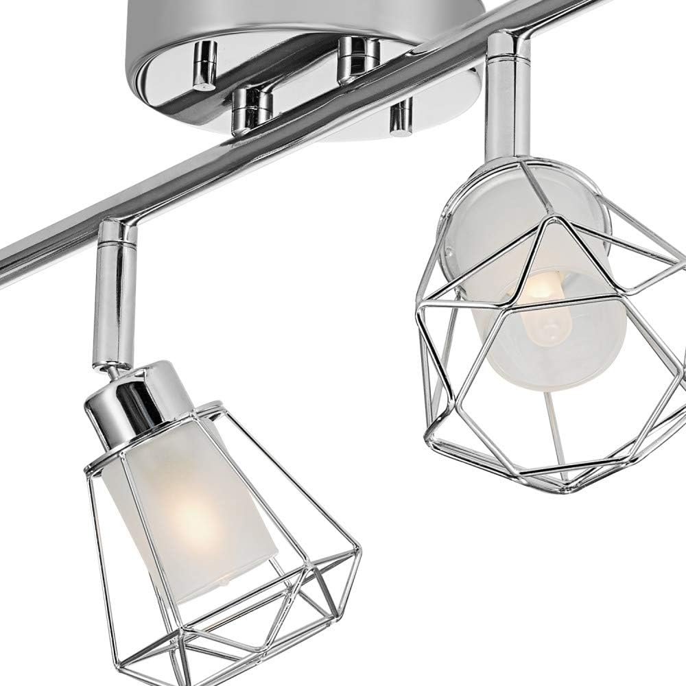 Globe Electric 59373 Sansa 4-Light Track Lighting, Chrome, Frosted Glass Shade