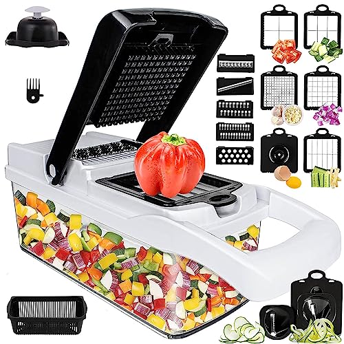 SGAONSN Coupe Legumes Multifonctions,22 En 1 Mandoline Cuisine,Coupe Legumes Manuel,Decoupe Legumes Cube Oignon Carotte Concombre Tomates - Rapeuse Legume et...