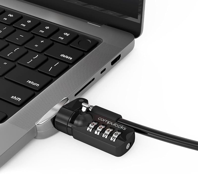 Compulocks Ledge Adapter for MacBook Pro 14-inch (M1/M2/M3/M4/M5) with Combination Cable Lock | Secure aluminum MacBook security lock by Compulocks