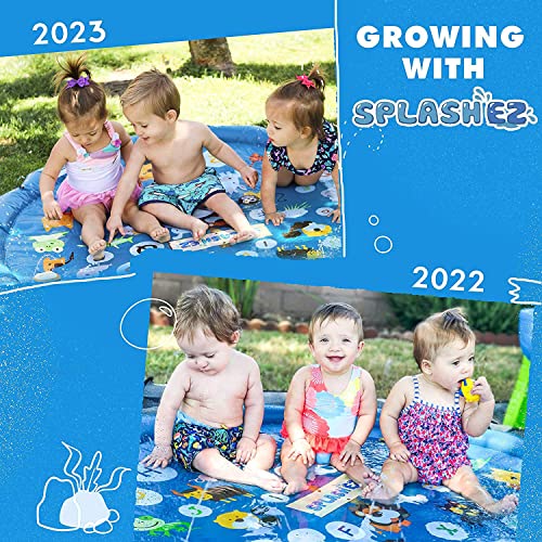 Image of SplashEZ 3-in-1 Splash Pad, Sprinkler for Kids and Baby Pool for Learning - Children's Sprinkler Pool, 60'' Inflatable Water Summer Toys - inchAround The World inch Outdoor Play Mat for Babies & Toddlers