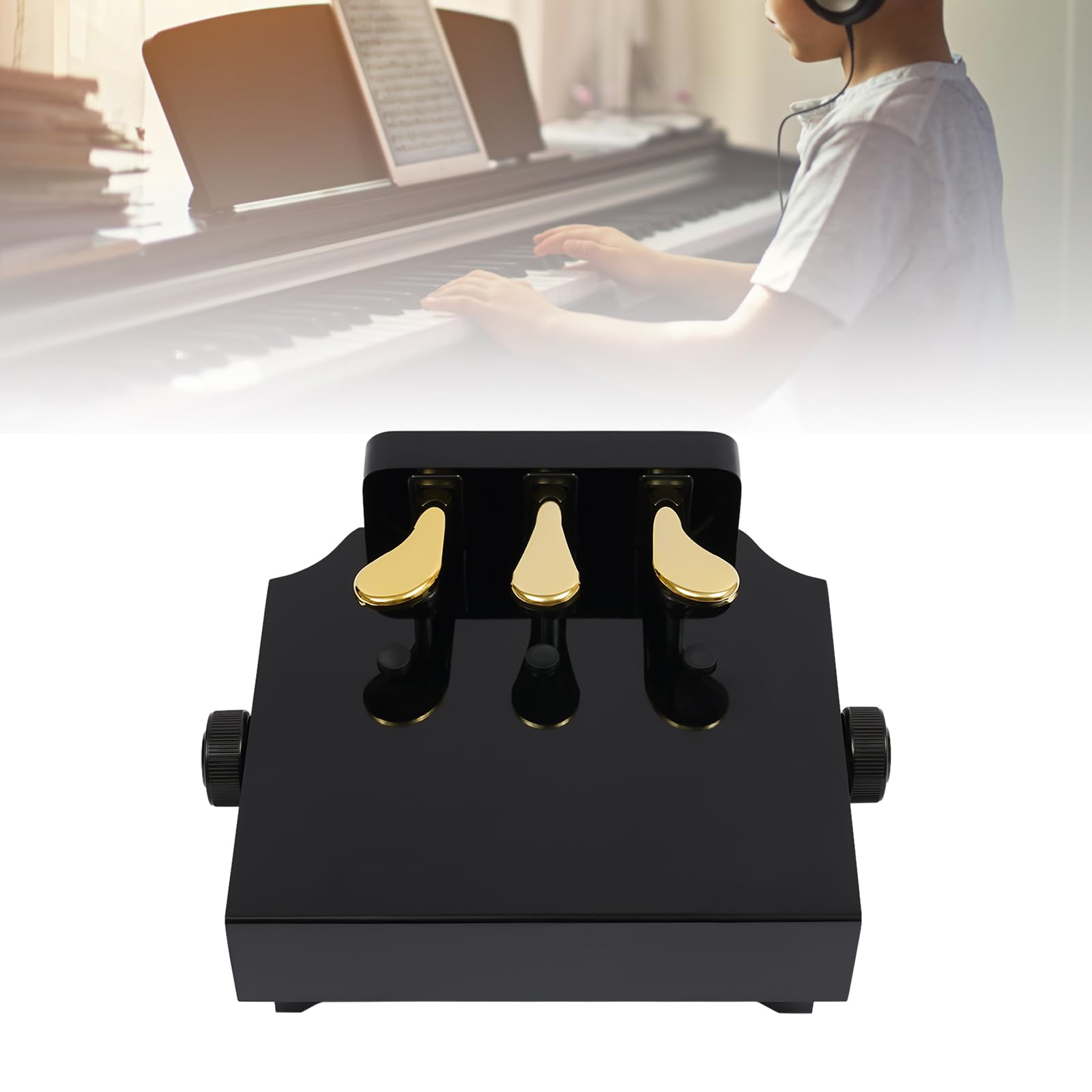 Extensión de pedal de piano para niños, altura regulable, con tres pedales metálicos, accesorio ideal para ayudas de piano para niños, color negro