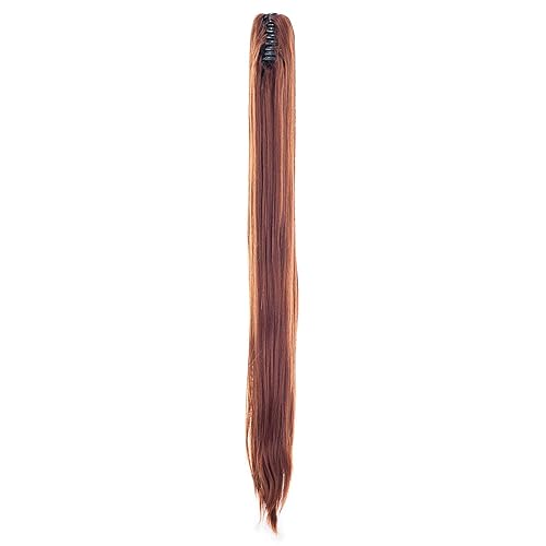 Miniatura 6 de Extensiones de pelo sintético SWACC con clip de pinza de 28pulgadas de largo, lacio, para mujer