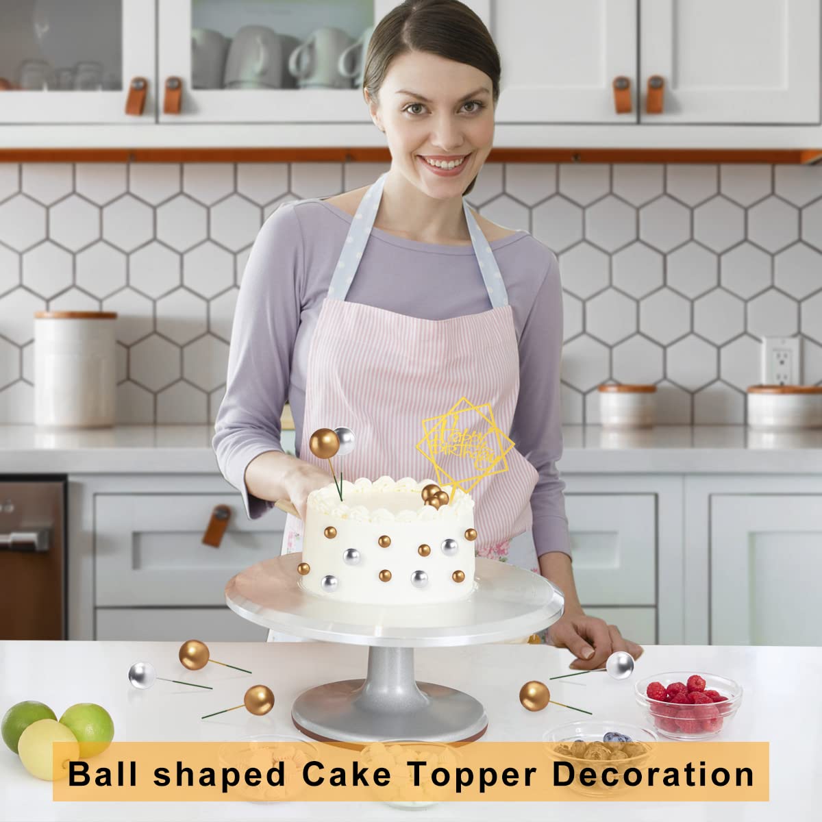 66 Topper Per Torte A Palloncino In Schiuma - Palline 1,5-4 Cm Con Bastoncino - Argento E Oro - Decorazioni Per Torte E Cupcake