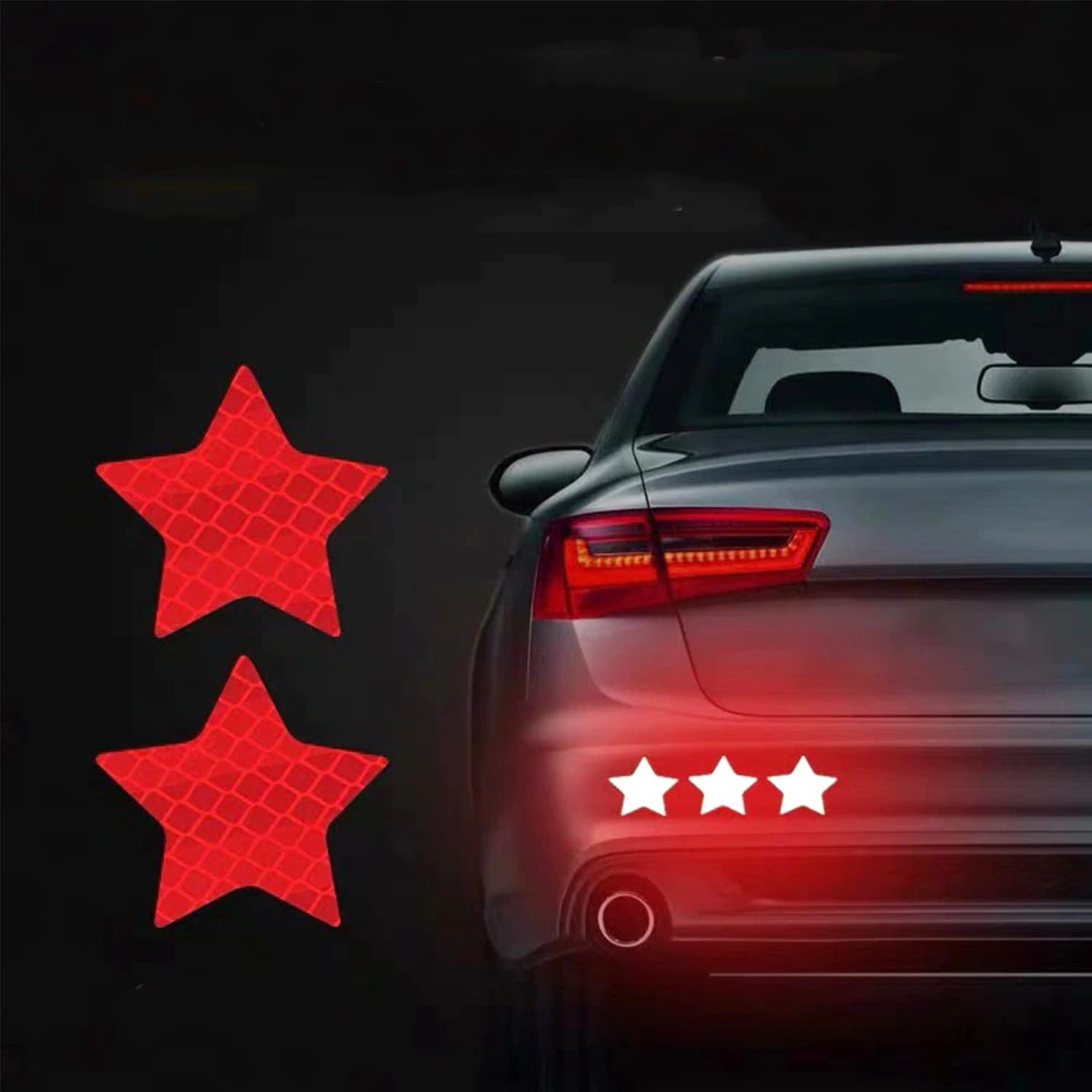Allure AutoStar Red) 10Pcs Car Truck Bumper Safety Reflective Warning Strip Night Driving Riding Safety Stickers Motorcycle Bicycles Safety Sticker Compabile with E-Tron