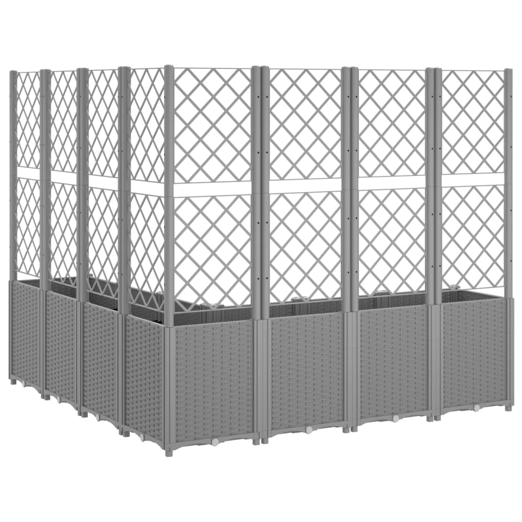Jardinière avec Treillis Gris Clair en polypropylène 160x160x140 cm bac Plante Jardin Balcon terrasse Pot Cache avec réserve d'eau et Drainage pour Culture Fleurs et Herbes aromatiques
