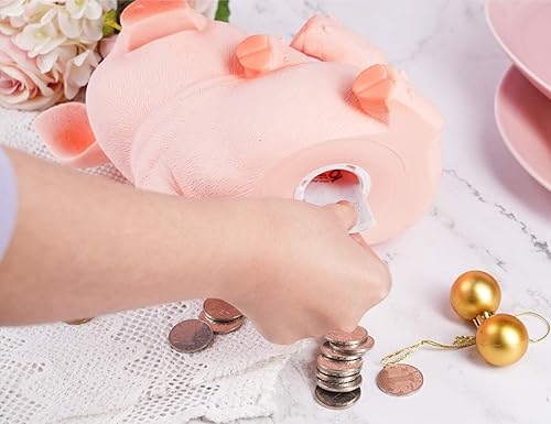 Miniatura 5 de H&W New Squint Pig Coin - Alcancía inastillable, alcancía creativa, puede almacenar 1000 monedas, el mejor regalo de cumpleaños, cerdito de