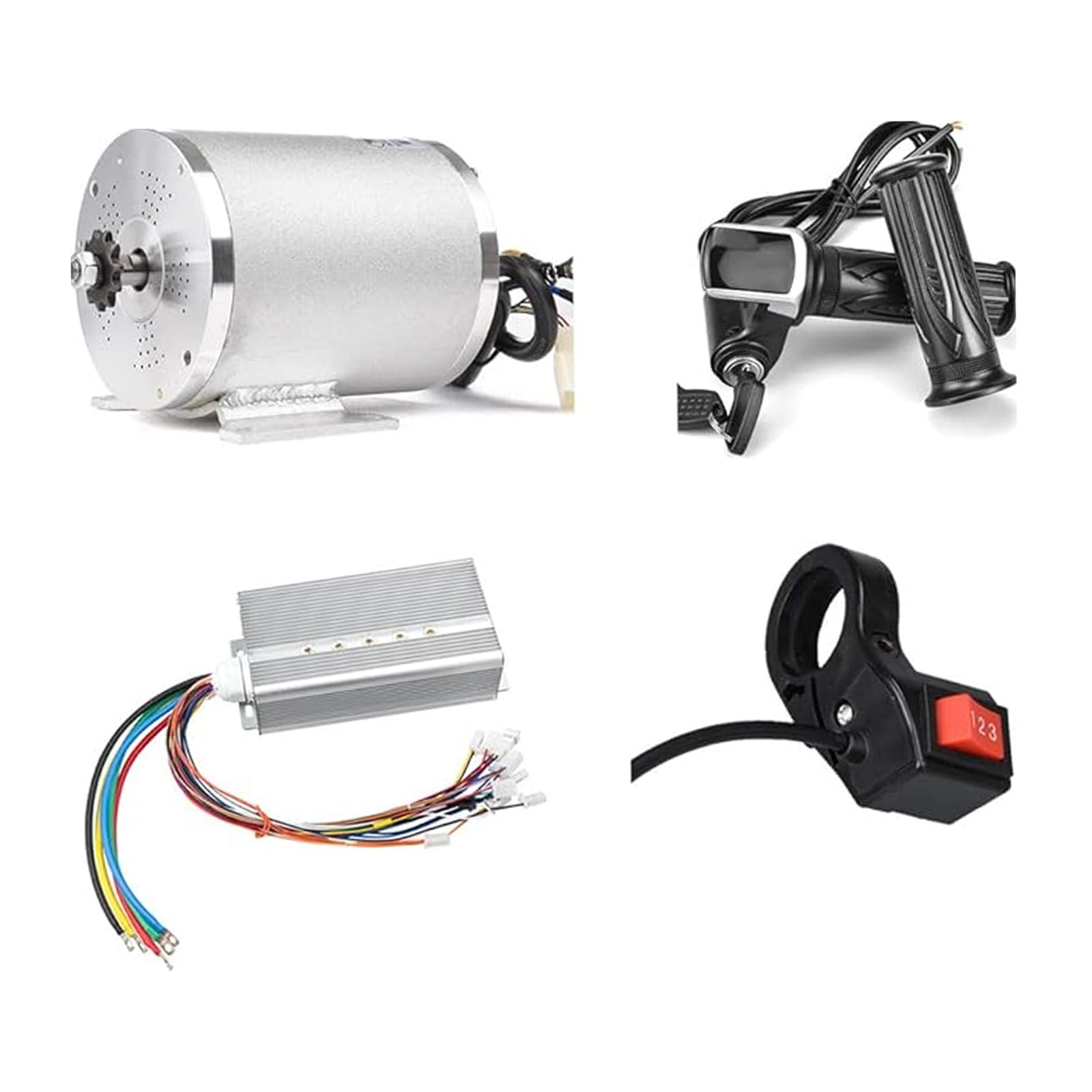 Moteur de scooter électrique 48V 2000W Moteur d'entraînement moyen Contrôleur sans balais DC 45A avec interrupteur à 3 vitesses à poignée d'accélérateur LCD pour électrique Go Kart ATV