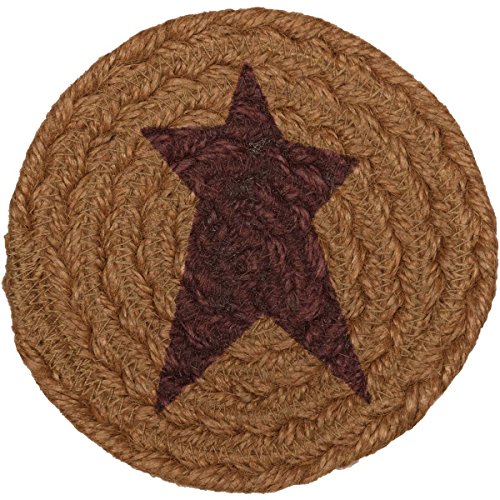 VHC-Brands-Heritage-Farms-Primitive-Coaster-Star-Set-of-6-Stenciled-Textured-Jute-Round-4 VHC Brands Heritage Farms Primitive Coaster Star Set of 6 Stenciled Textured Jute Round 4