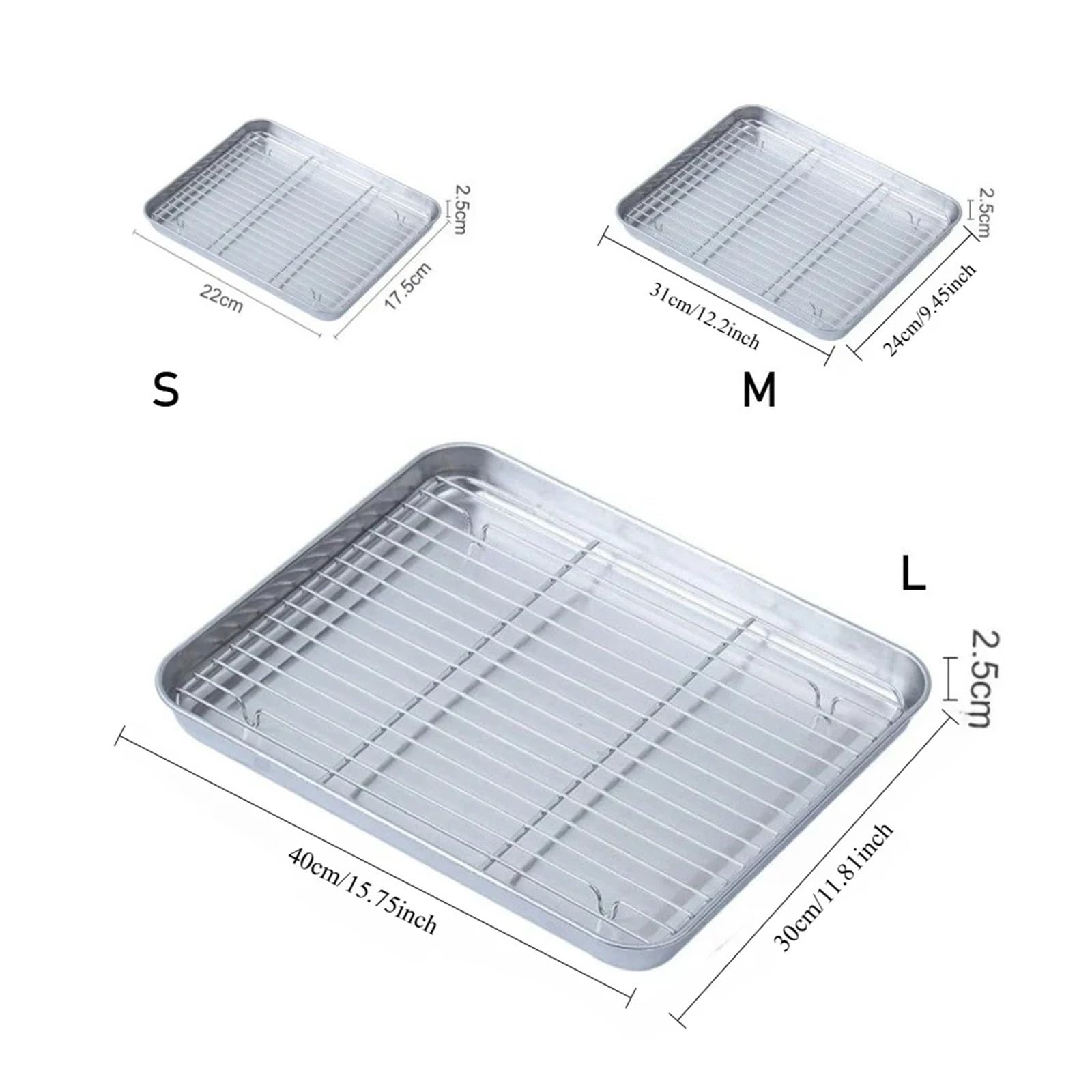 Bandeja for hornear multifunción con rejilla de alambre, bandeja rociadora for barbacoa acero inoxidable for acampar, accesorios cocina al aire libre para Cocina(Size1)