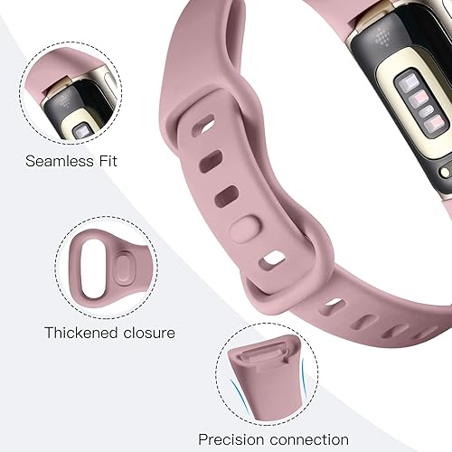 Vista 53 de Maledan Paquete de 3 correas compatibles con Fitbit Charge 5/Charge 6 bandas para hombres y mujeres, correa de repuesto deportiva suave y duradera