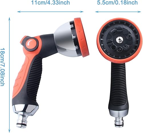 Miniatura 6 de Boquilla de manguera de jardín, rociador de mano con 10 patrones de pulverización, boquilla de pulverización de manguera de jardín de alta presión