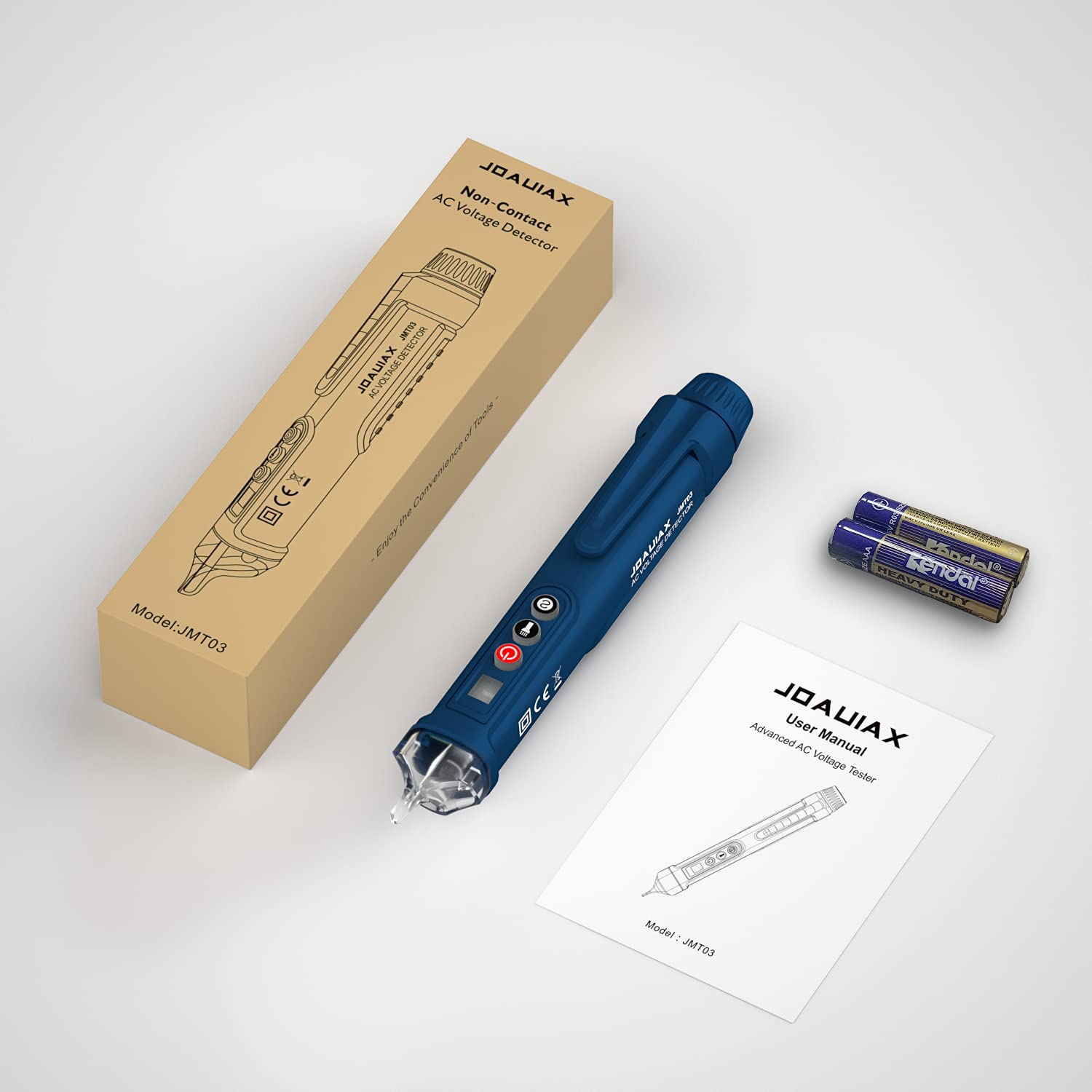 Détecteur de Tension sans Contact,Testeur de tension électrique,Testeur de fils nuls/verts,Outil de mesure de tension avec double gamme AC 12V/48V-1000V,Alarme sonore,Lampe de poche LED-JMT03