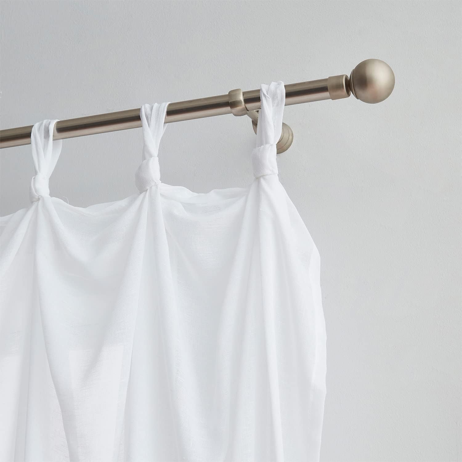 White Sheer Polyester Tab Top Window Curtain Panel, 87" Length