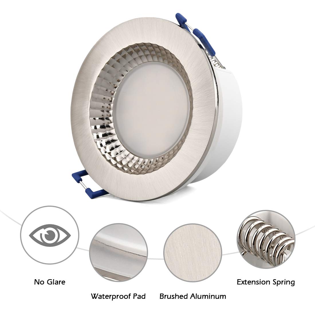 KYOTECH Foco led empotrable techo IP65 Luz Natural 4500K 6W 500LM Ultraplanos Downlight LED techo Ángulo de Luz 120° Luz de Techo Para Baño Cocina Balcón Pasillo 6 piezas