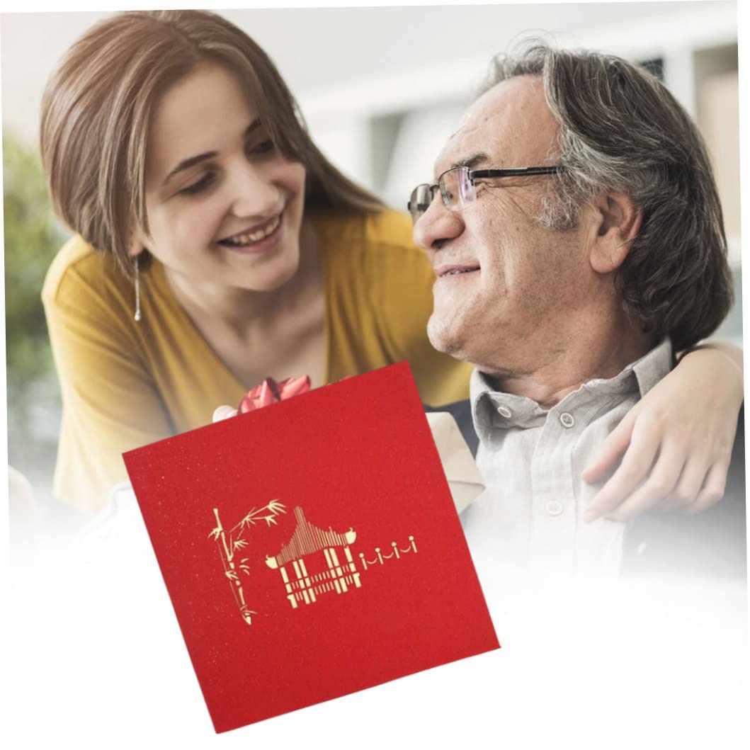 MILEVO Tarjetas de felicitación navideñas, 3 unids/Set, Tarjeta 3D UP, pabellón Chino, Tarjeta de felicitación navideña, Boda, día de la Madre, Tarjeta de Regalo 3D, Tarjeta de felicitación