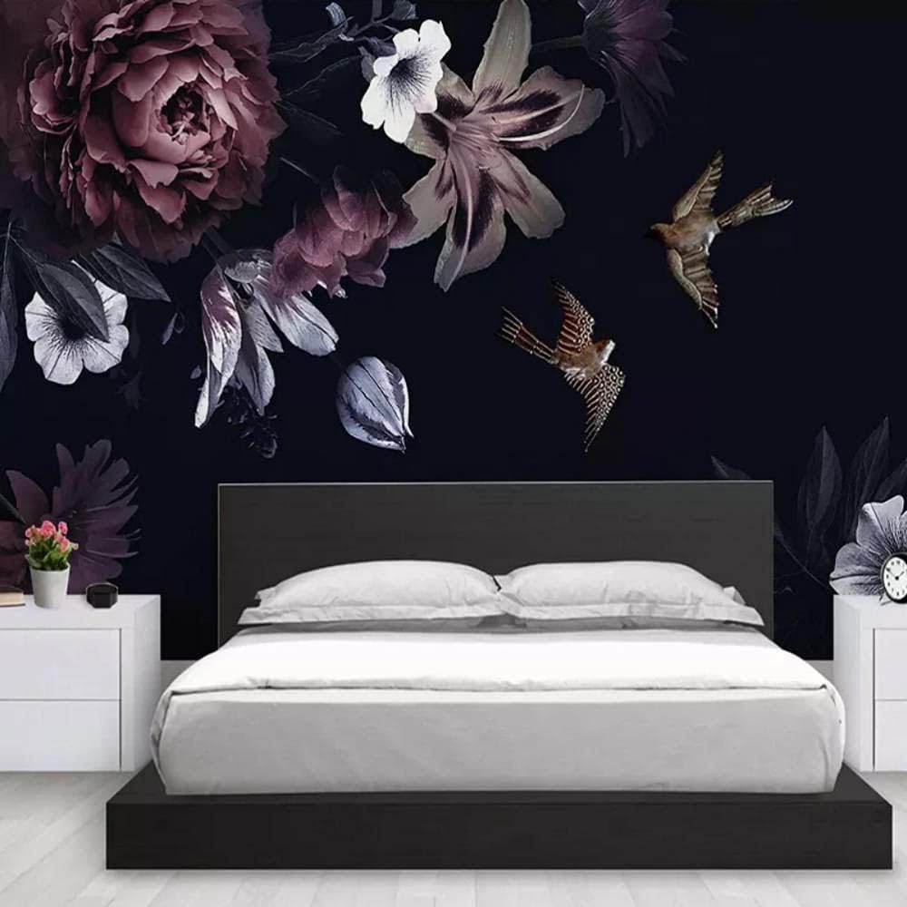 カスタム壁画壁紙3d黒い花手描き牡丹壁画リビングルームテレビソファ背景壁家の装飾フレスコ画 人気 おすすめ カスタム壁画壁紙3d黒い花手描き牡丹壁画リビングルームテレビソファ背景壁家の装飾フレスコ画 人気 おすすめ