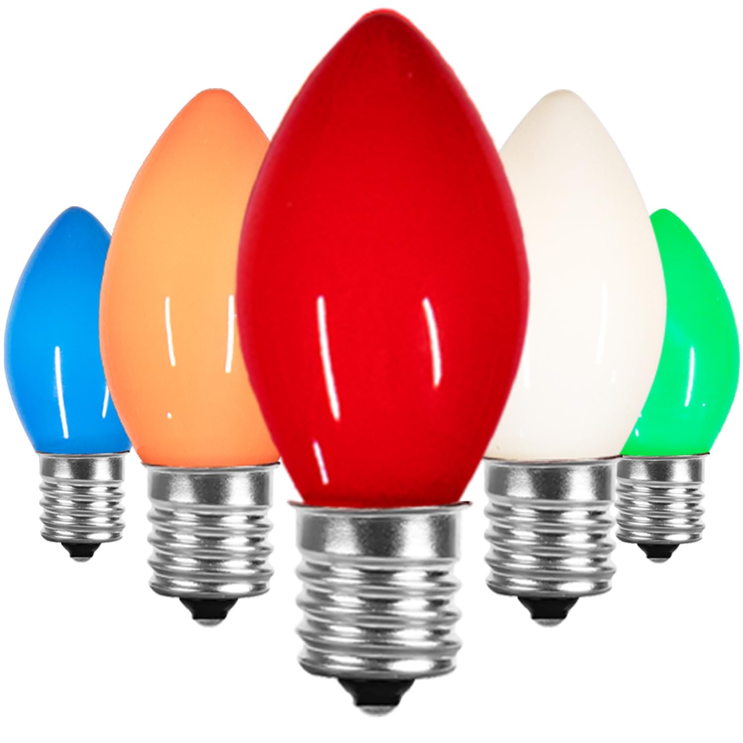 SOTOPOO 25 Pack C7 Christmas Bulbs Vintage Multicolor Light Bulb E12 Base, C7 Ceramic Vintage Light Bulbs for Christmas Tree Bulb Replacement & Indoor Outdoor Home Party String Lights Decor, 5W